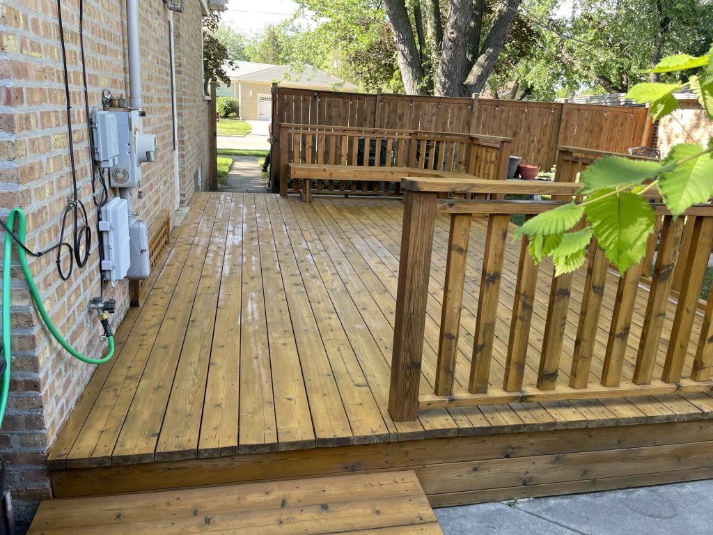 freshly stained deck, oil seal
