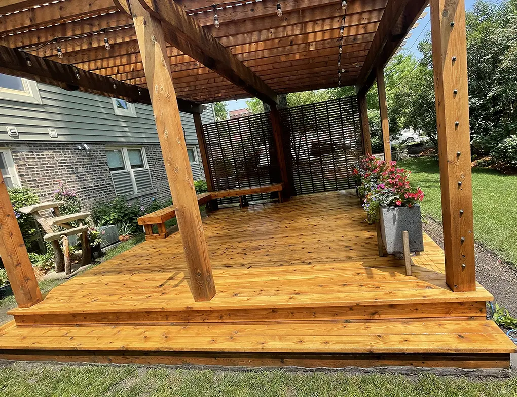 freshly stained deck