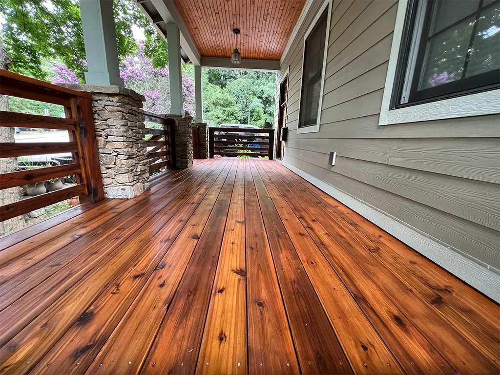 freshly stained deck