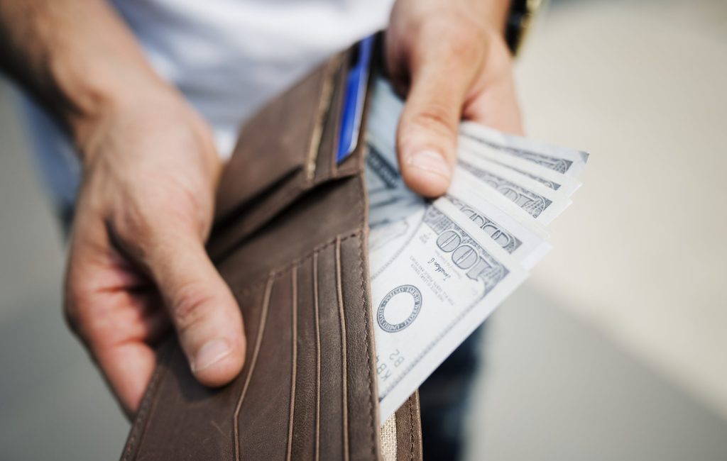 A doller bills in a wallet