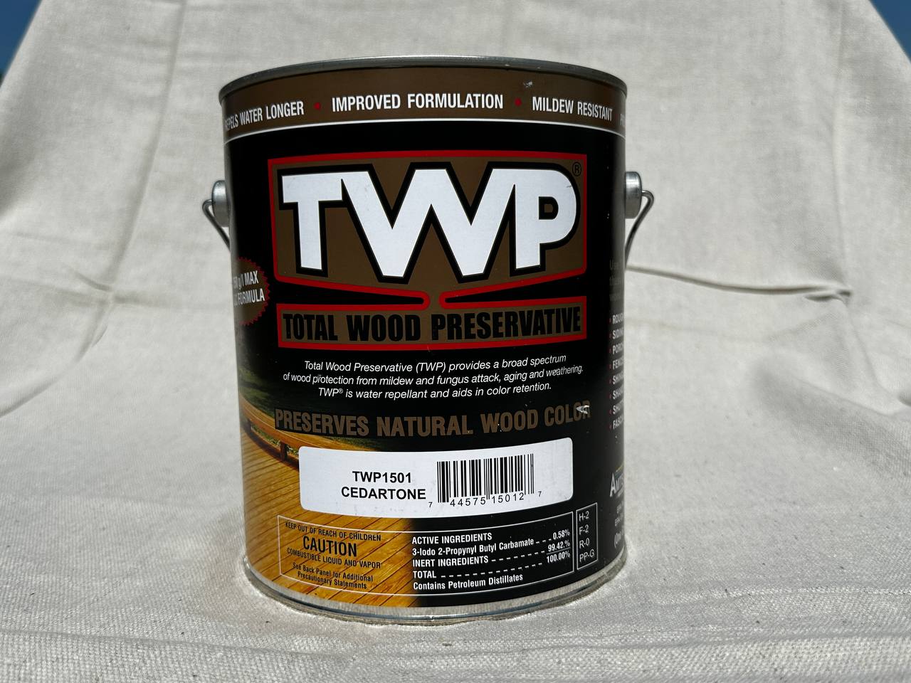 Gallon can of TWP 1500 Series Total Wood Preservative in Cedartone