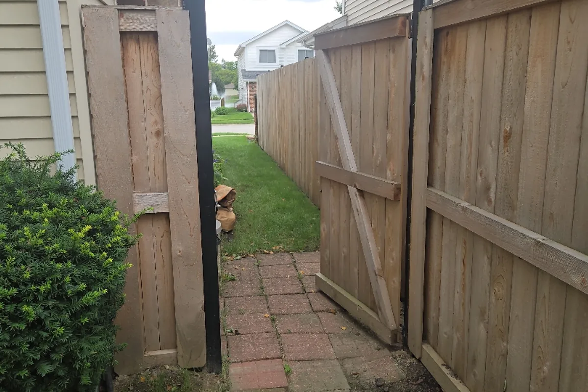 Wood Fence Restoration before — fence in Palatine, IL